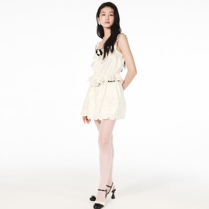 FAME bow embroidered satin top - REMI