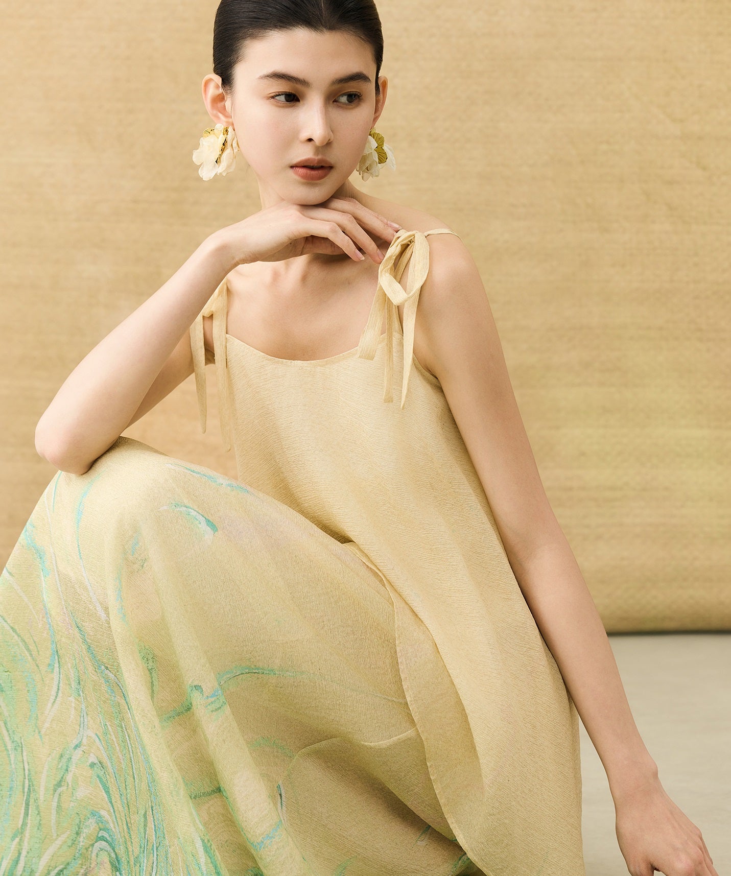 HECO Chinese Layered  Summer Smudge Temperament Long dress- ZING.