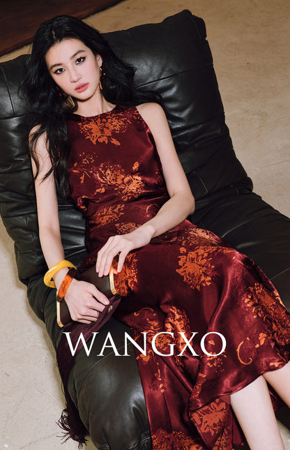 WANGXO | Mercerized Touch Silk  Sleeveless Maxi A-Hem Dress -SYRA.