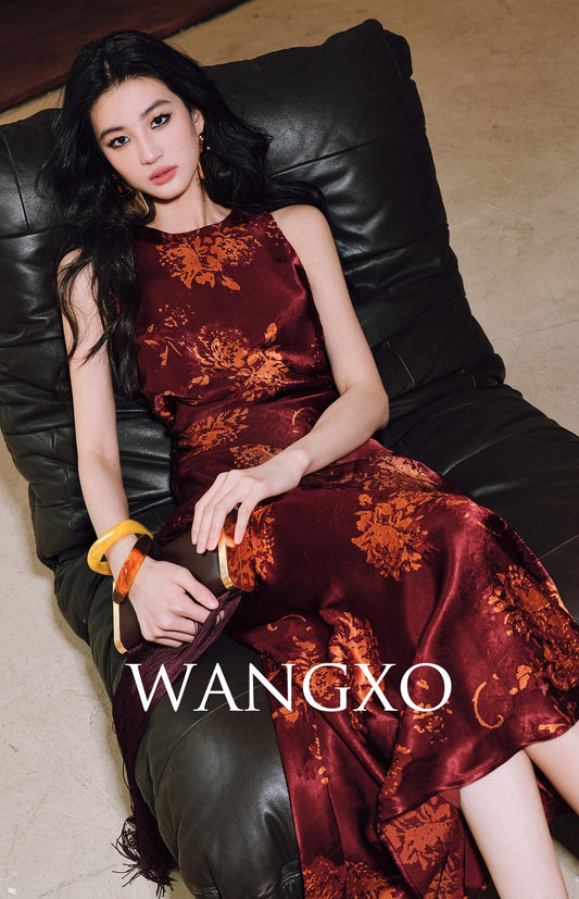 WANGXO | Mercerized Touch Silk  Sleeveless Maxi A-Hem Dress -SYRA.