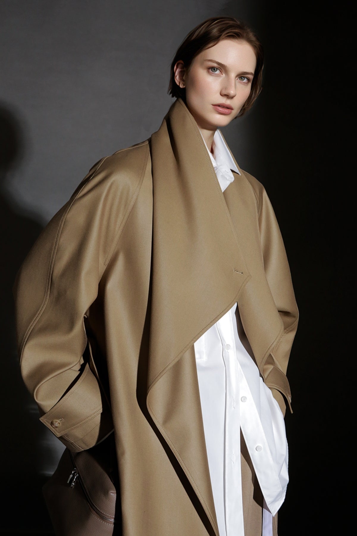 PIAOIN Silhouette design short windbreaker women's luxury jacket commuter-JEAN