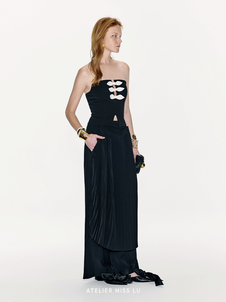 ATELIER MISS LU Fall/Winter deconstructed pleated panelled pants - CLEMENTINE
