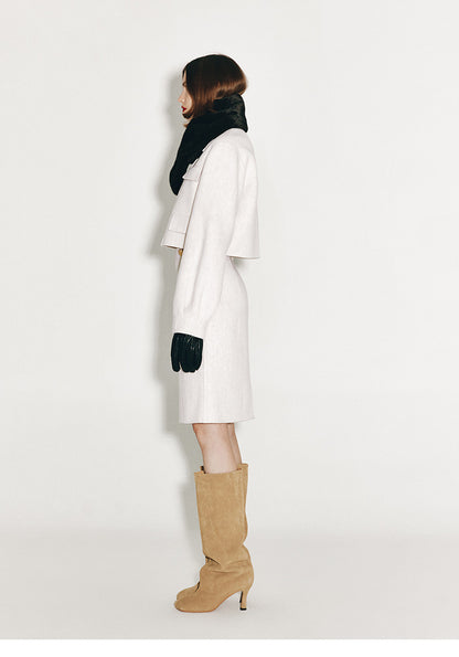 ATELIER MISS LU Fall/Winter cut-out double-breasted wool tweed skirt - DORCAS