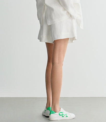 COMME MOI summer women's white linen shorts - DOMINUS.