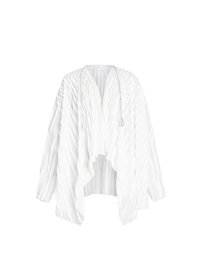 ZHUCHONGYU white loose pleated top and pant outfit set--SOUSOU.