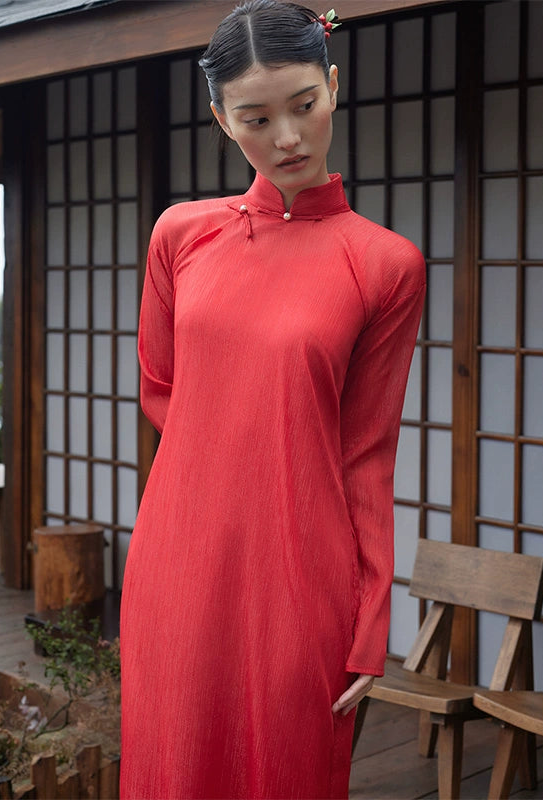 GOUDIN Engagement long-sleeved red dress-RIX.