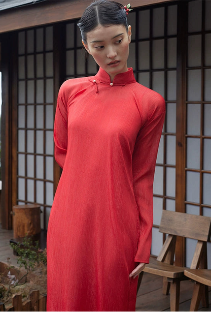 GOUDIN Engagement long-sleeved red dress-RIX.