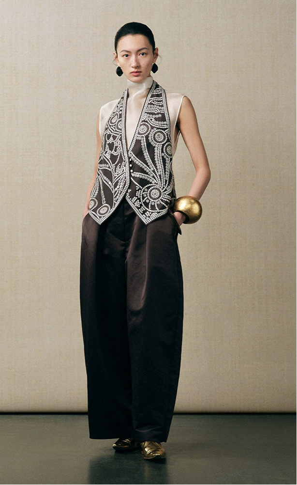 ZHUCHONGYUN  beige collar high neck sleeveless top-HISOKA.