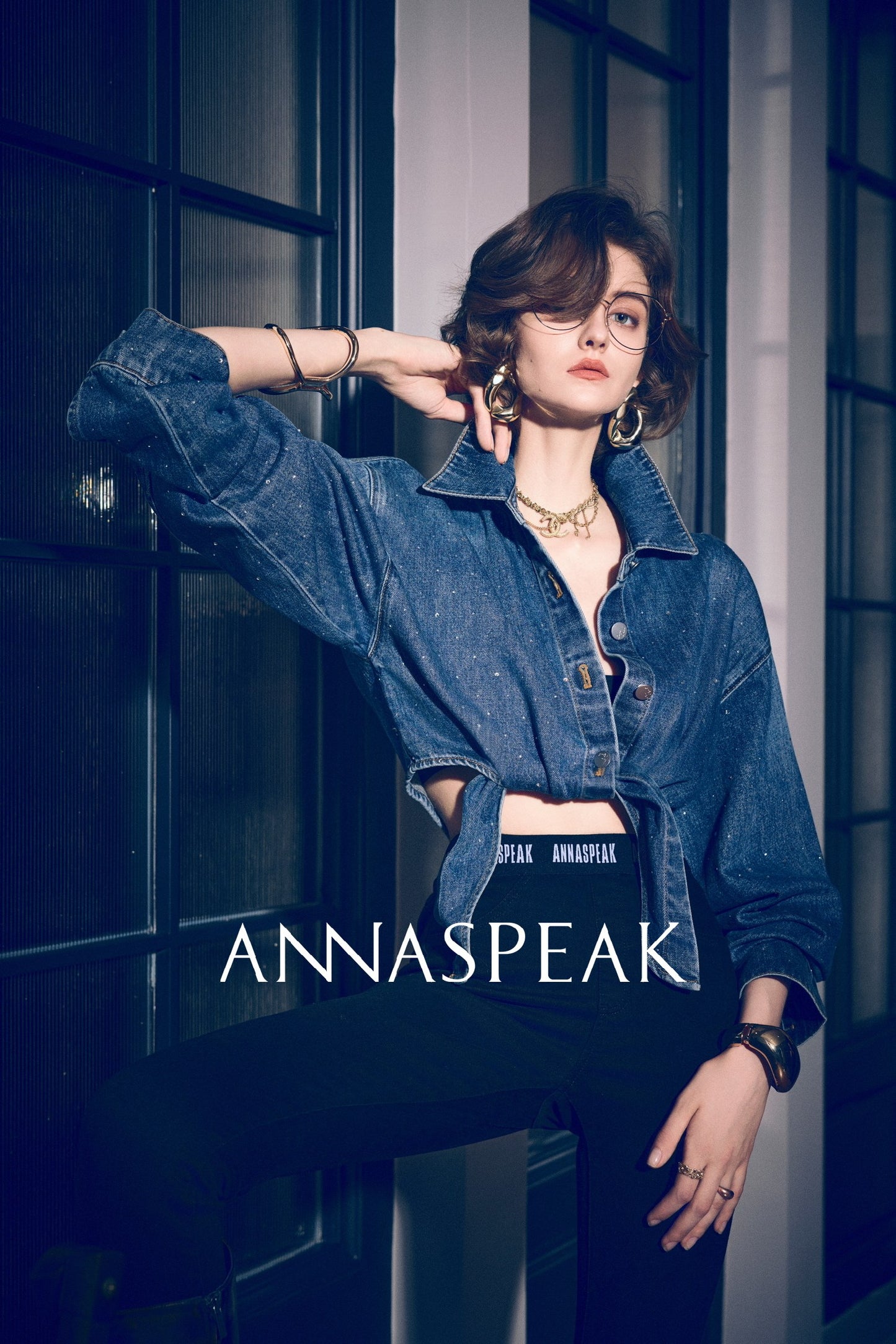 ANNASPEAK tied short cropped denim Jacket-SOTE.