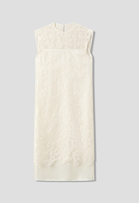 COMME MOI white silk embroidered midi dress - ISREAL.