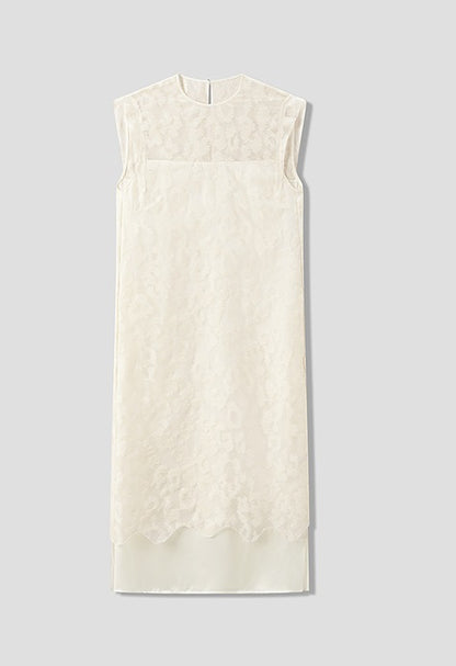 COMME MOI white silk embroidered midi dress - ISREAL.