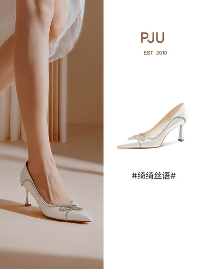 PJJUU beautiful white stiletto heels - HEROD.
