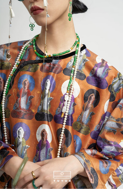 TUYUE Chinese baroque pearl jade long necklace- TRACY