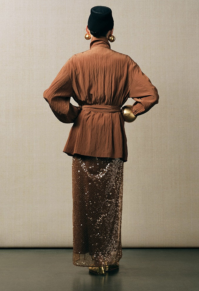 ZHUCHONGYUN sequin embroidery straight knit skirt and vest-REM.