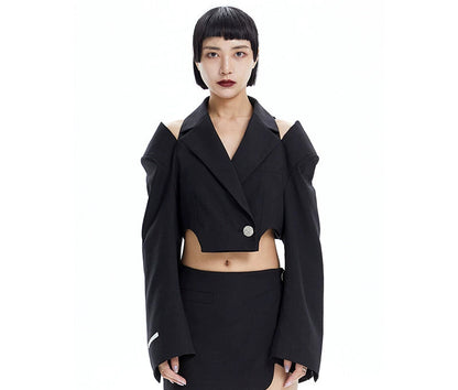 TINY IN Hollow short wide-sleeved women's off-the-shoulder Jacket -MAB