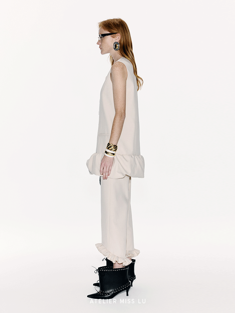ATELIER MISS LUFluffy Bud Hem Panelled Button-Down Dress - CAPTIN.