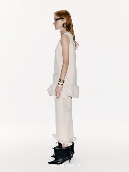 ATELIER MISS LUFluffy Bud Hem Panelled Button-Down Dress - CAPTIN.