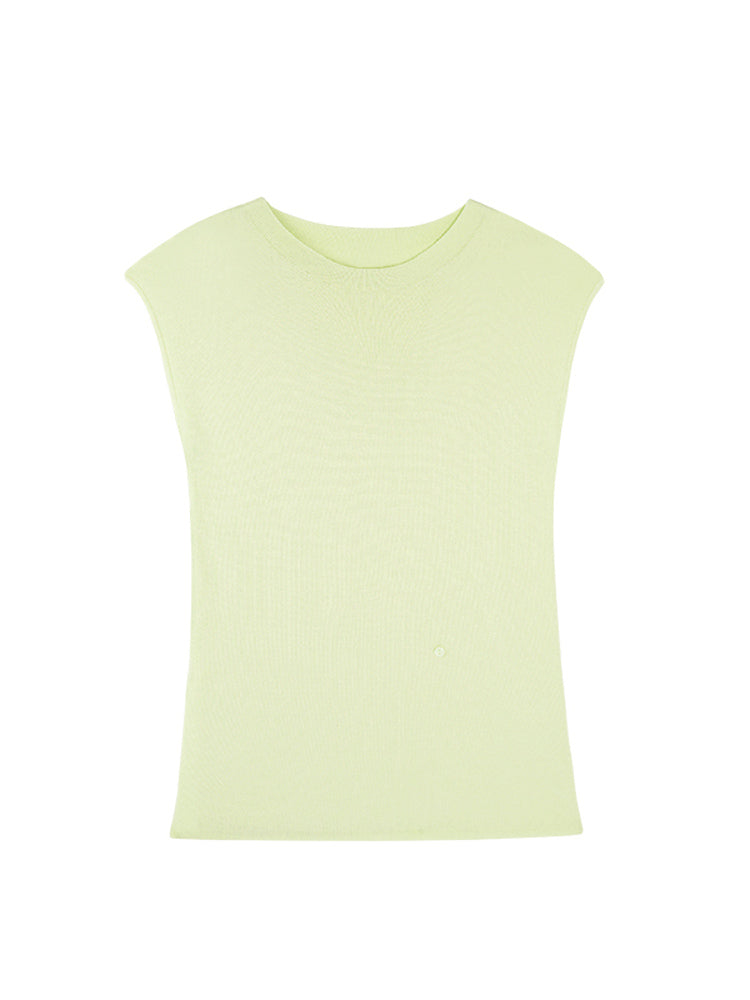 HECO Chinese round neck knit short sleeve feminine temperament slim T-shirt - COLE.