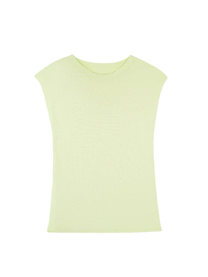 HECO Chinese round neck knit short sleeve feminine temperament slim T-shirt - COLE.