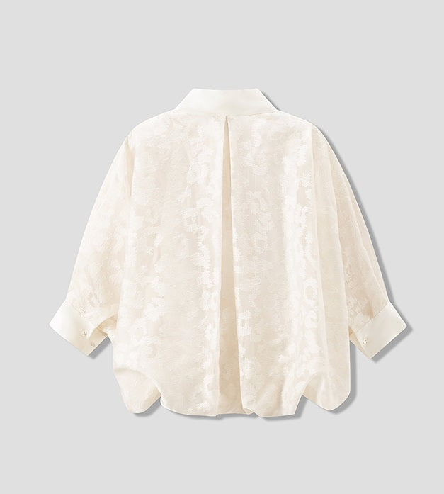 COMME MOI sexy silk embroidered blouse top - MARK.