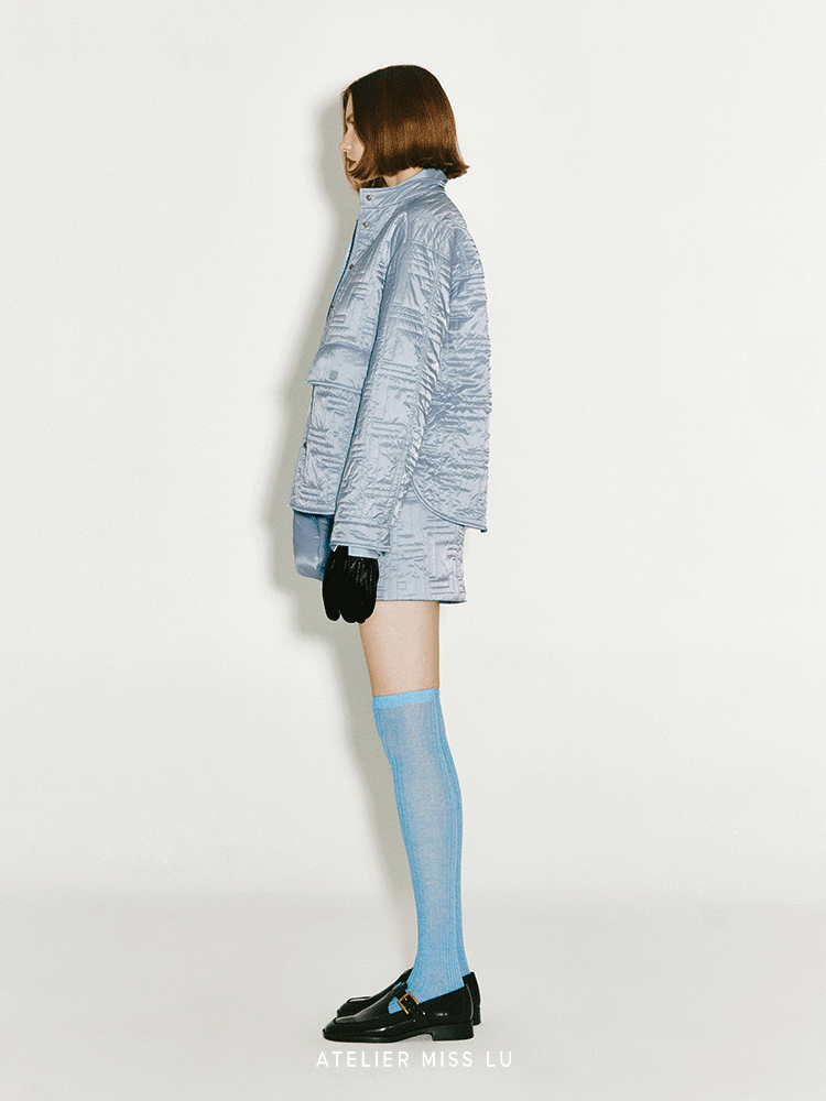 ATELIER MISS LU  Fall/Winter Glacier Blue quilted padded jacket - HAILEY.