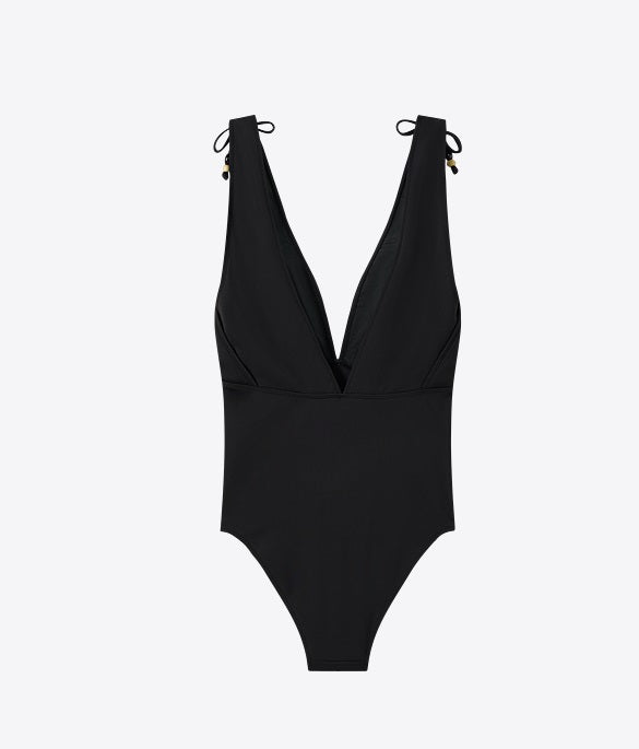 COMME MOI Lv Yan designer's women's summer lace-up sexy V-neck one-piece swimsuit - EMORY.