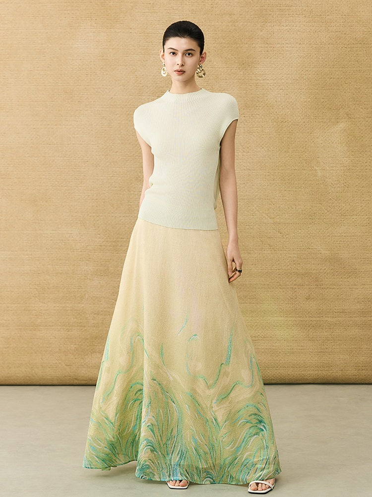 HECO Chinese Style Gradient Print Summer Temperament Charm Skirt - ZADE.