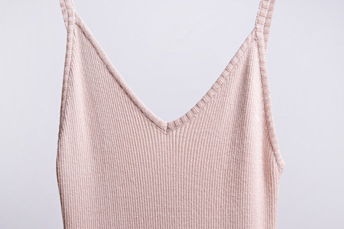 DOLLY Luxury Simple V-Neck Sleeveless Slim Fit Knitted Split Hip Date Dress-KELA