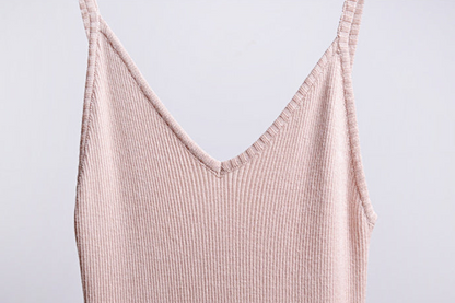 DOLLY Luxury Simple V-Neck Sleeveless Slim Fit Knitted Split Hip Date Dress-KELA