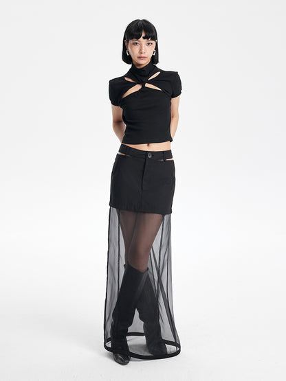 TINY IN american cropped cut-out top with a half-high neck -GOJO