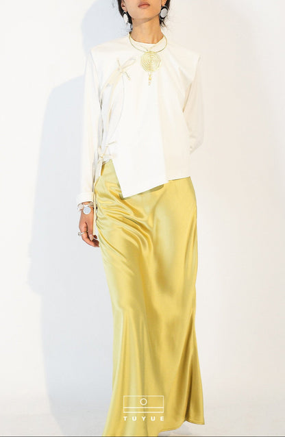 TUYUE Acetate Glossy Zipper Mermaid Skirt - JOY.