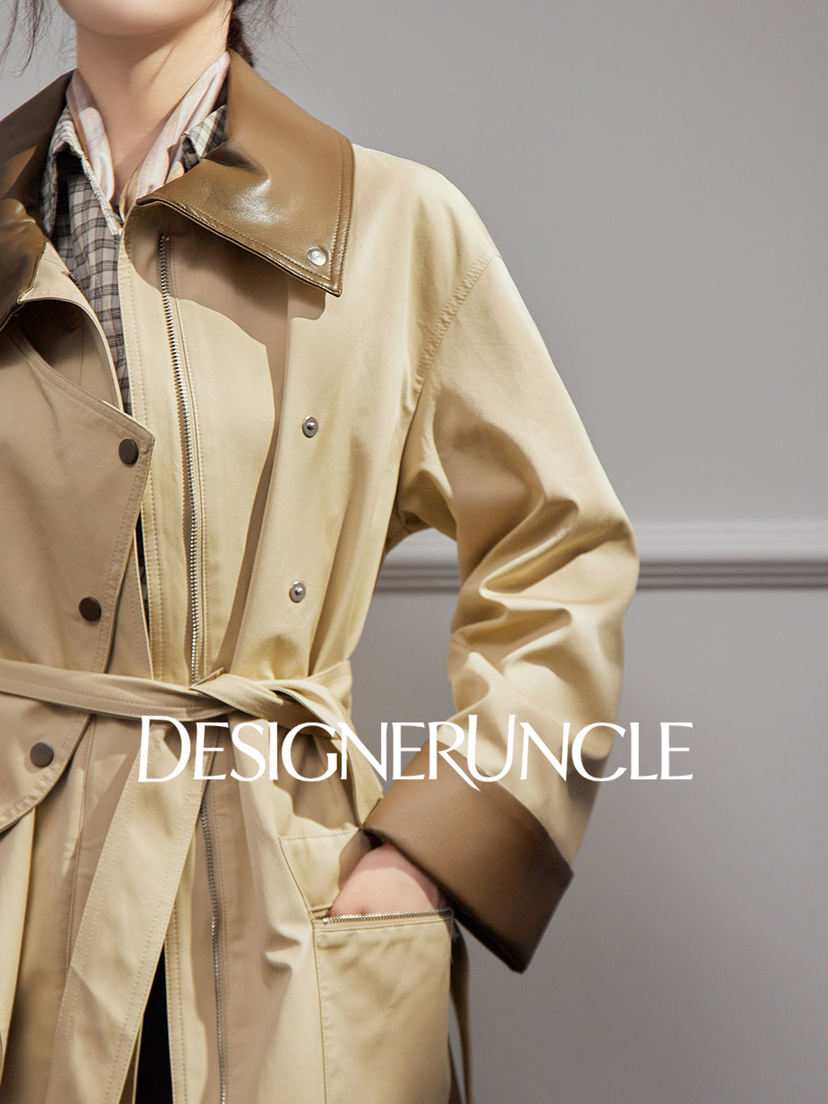 DGU "Oak" Korean trench mid-length loose British style high-end jacket - David.
