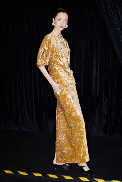 M essential Mackay designer Juyi velvet stand-up irregular silhouette top - TINA .