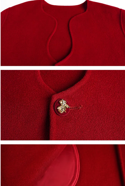 HECO winter double-sided woolen  black red apricot coat women - glory.