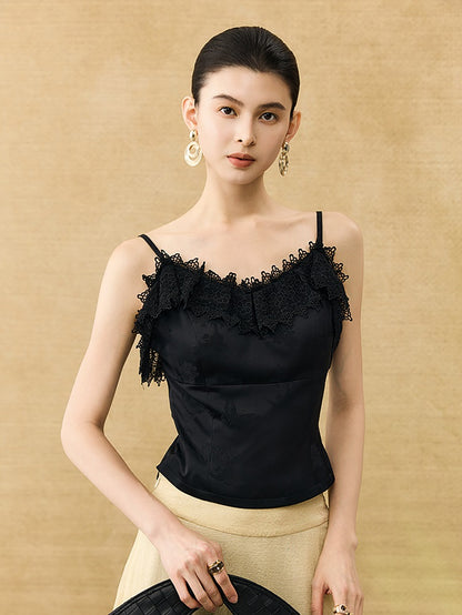 HECO Chinese High-end Acetate Lace Splicing Camisole - ZEPH.