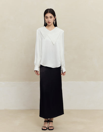 HECO 100% Acetate Long Sleeve red black white Shirt Top Women - glass.