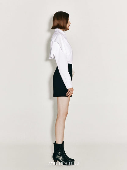 ATELIER MISS LU Arc Cut Playfully Stitched White Shirt - ATLAS