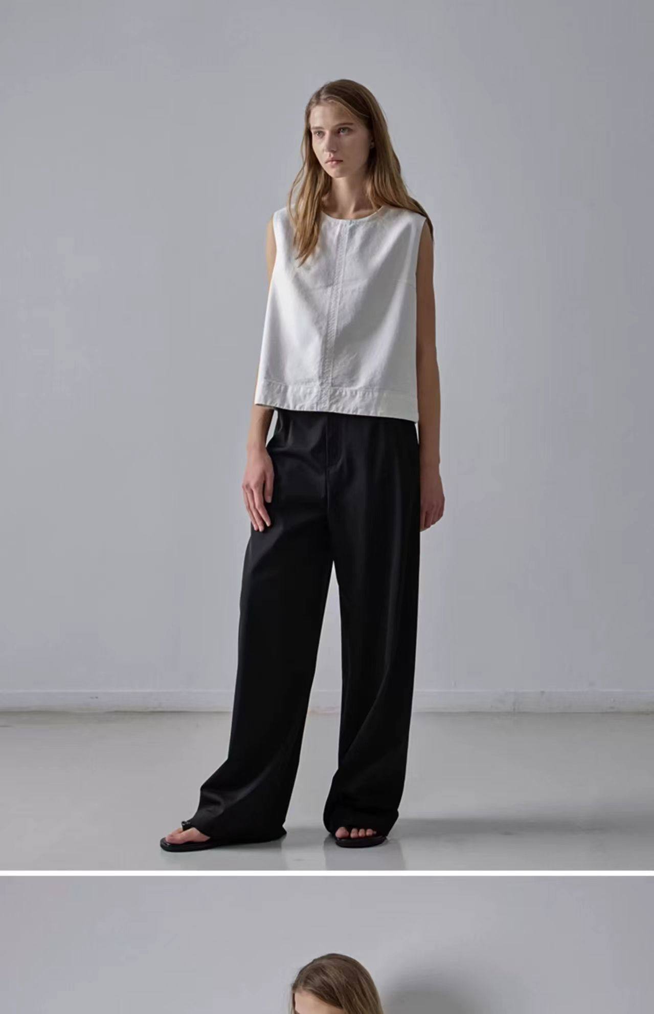 Nothing Written Casual High-waisted Slim Versatile Straight-leg Pants-LIV.