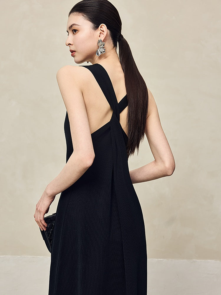 HECO Back Cross Midi Sleeveless Dress - SAVIOR.
