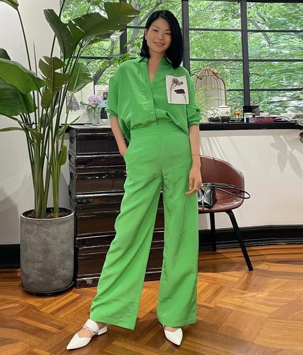 COMME MOI Lv Yan designer dopamine women's peak-necked silhouette shirts - MILA.