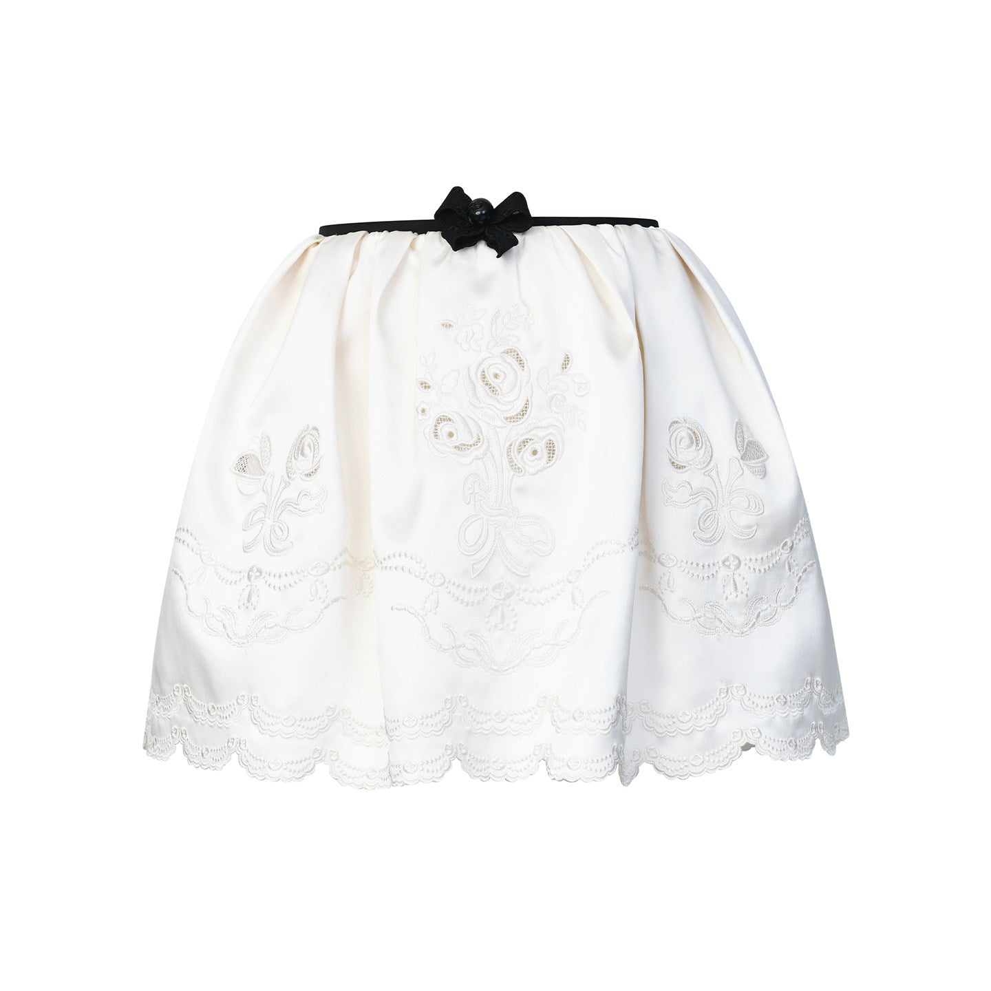 FAME openwork embroidered satin skirt - THEODORE