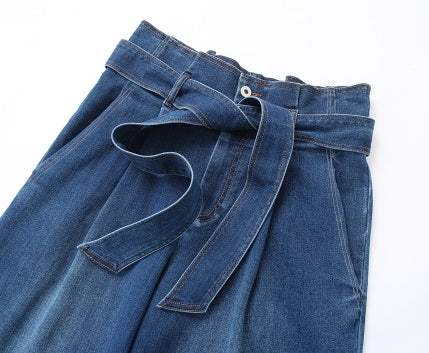 COMME MOI Lu Yan designer women's fashion stretch high-waisted wide-leg jeans - RILEY.