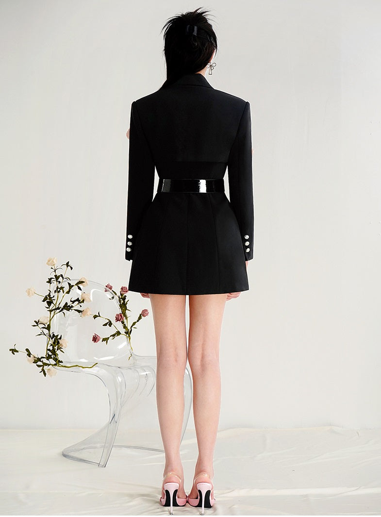 CHECOCRE Cute Stubble Commuting Cool Temperament Black Suit Dress - LUKE