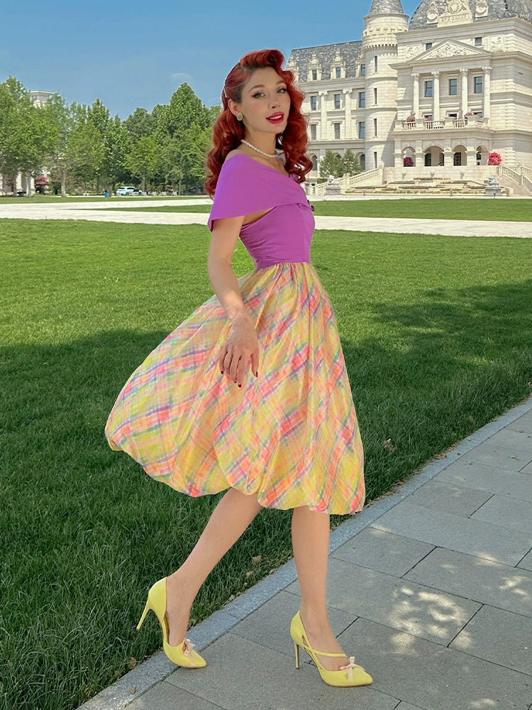 Le Palais  Two Pieces Contrasting Shawl Waist Tutu Dress-KASSY