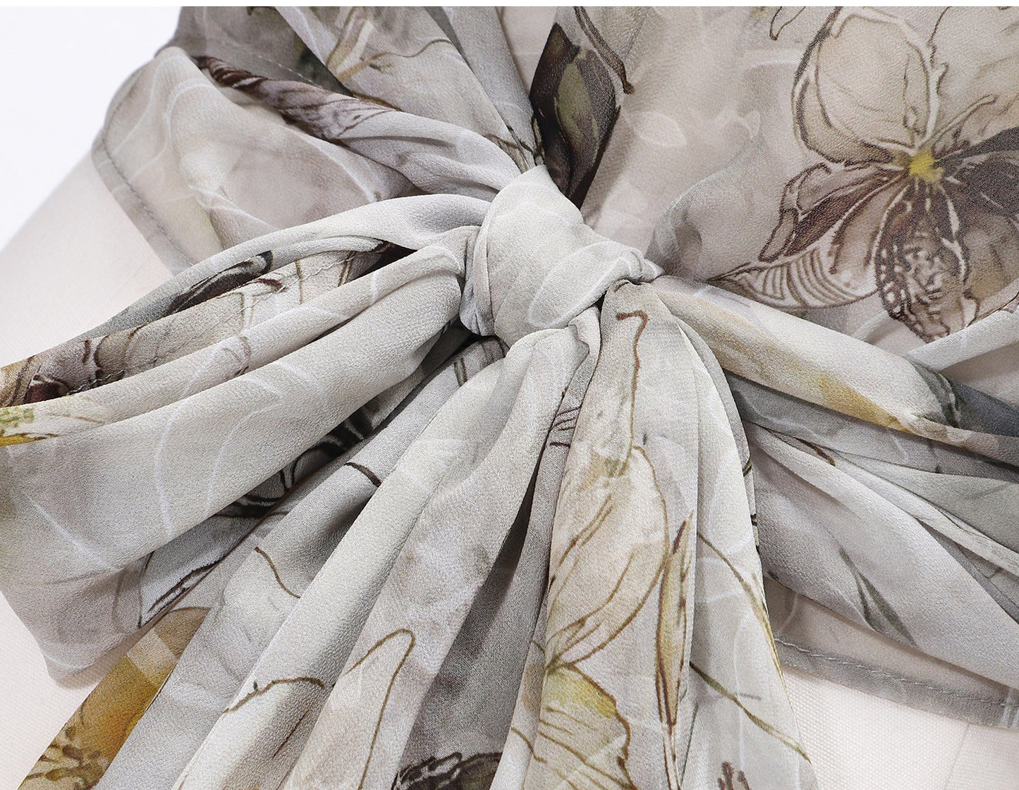 WANGXO | Silky Drape Smooth Georgette Vine-Inspired Geometric Print Entwined Twisted Shirt  -LYRA