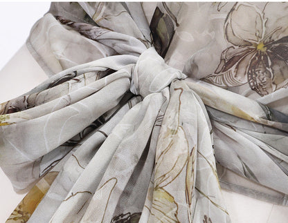 WANGXO | Silky Drape Smooth Georgette Vine-Inspired Geometric Print Entwined Twisted Shirt  -LYRA