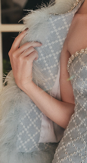 Wardrobes by Chen Luxury Long Sleeve Diamond Feather Jacket/ Strapless Dress-Red