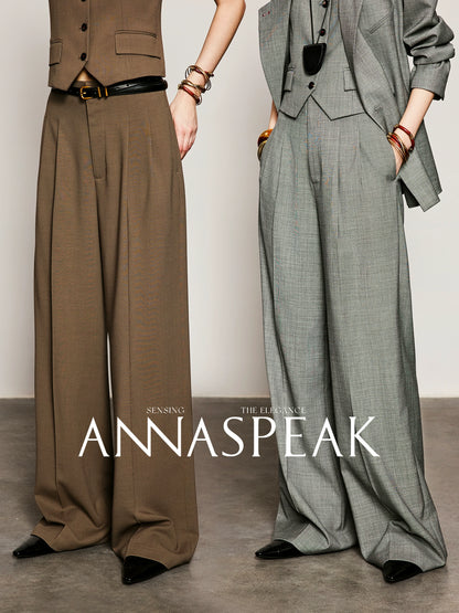 ANNASPEAK  Red wool trousers and wide-leg pants-LATAN.