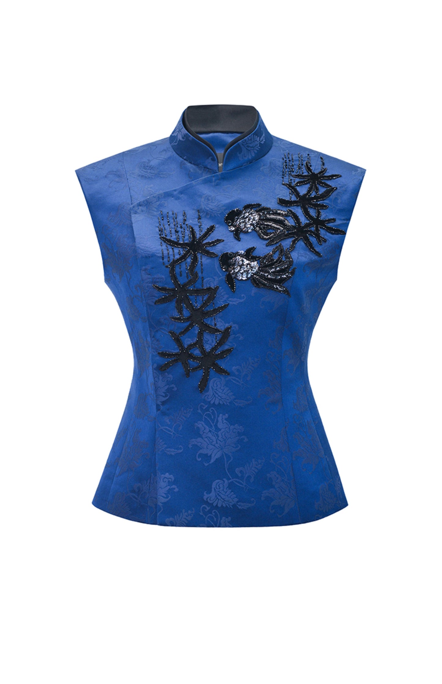 M essential Ma Kai designer Haiqing jacquard fish algae pattern nail beads vest - PEAC.