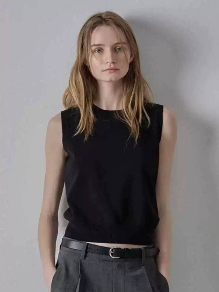 Nothing Written Vest Women's Slim Knitted Sleeveless Suspenders-LUCY.